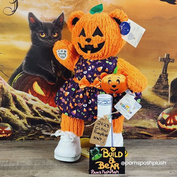 Build A Bear Pumpkin Glow Plush Jack O'Lantern Halloween 2023 Dress Clothes GIRL - Picture 9 of 16